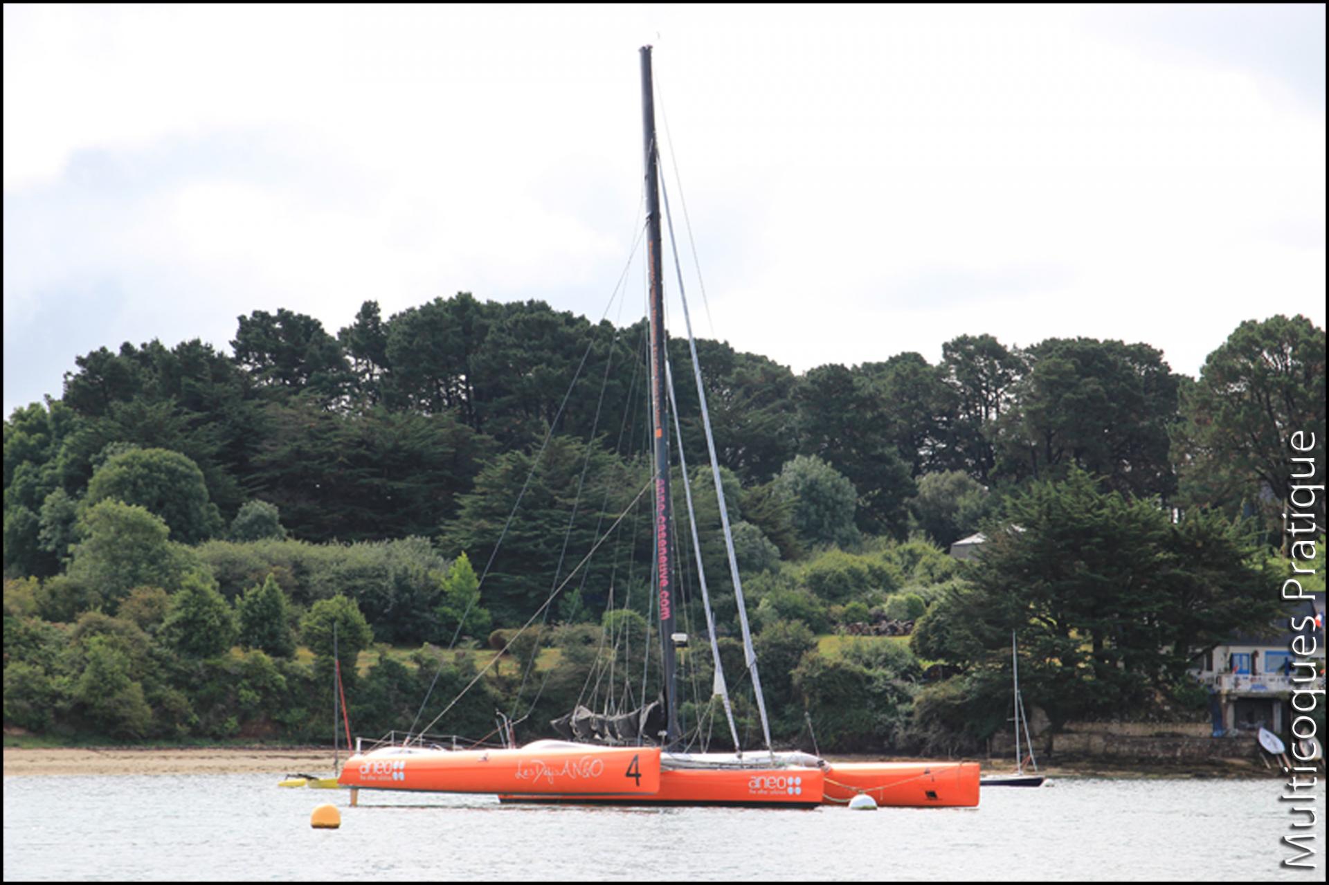 Trimaran de course au flotteurs insubmersibles
